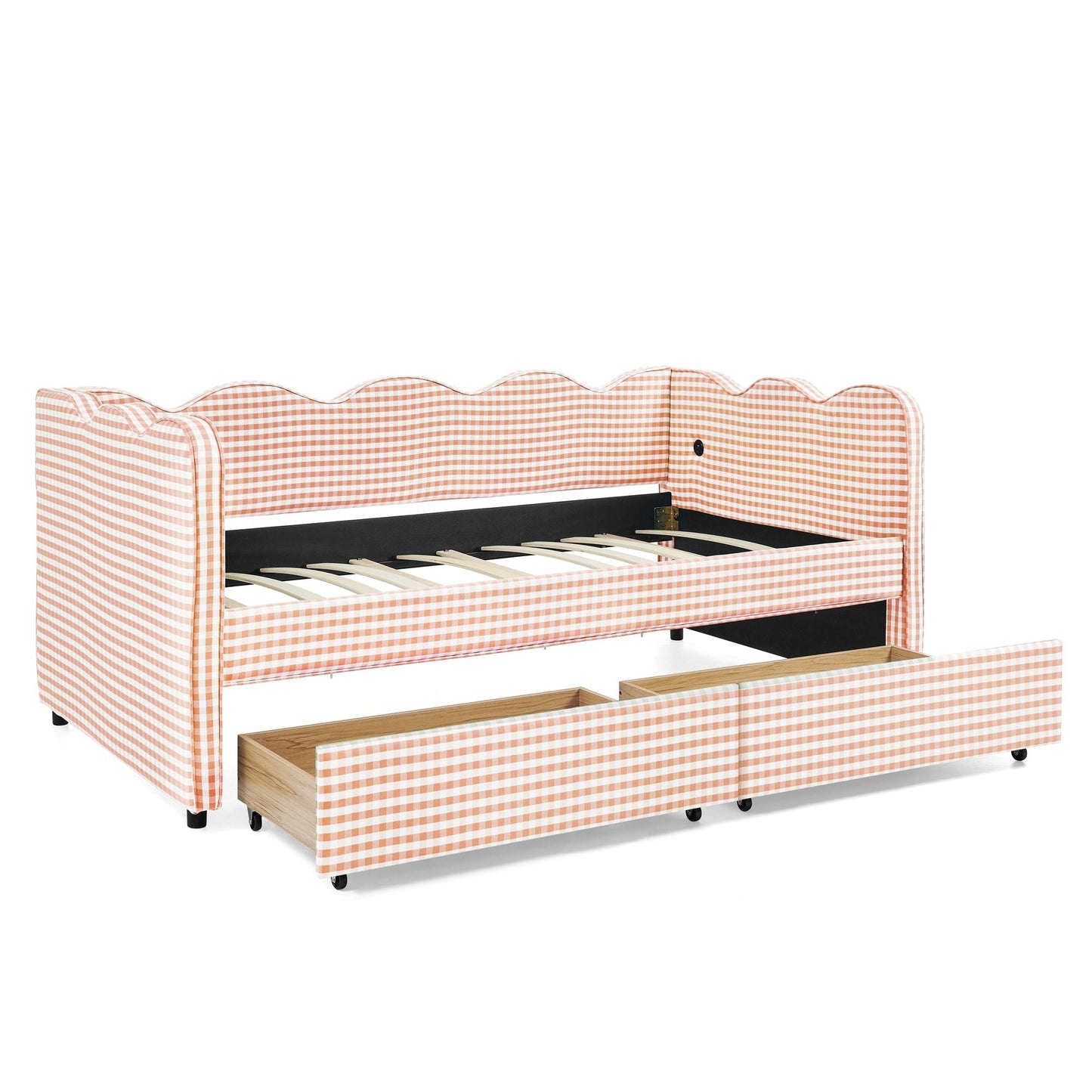Gingham Daybed With Usb Port And The Wave Shape