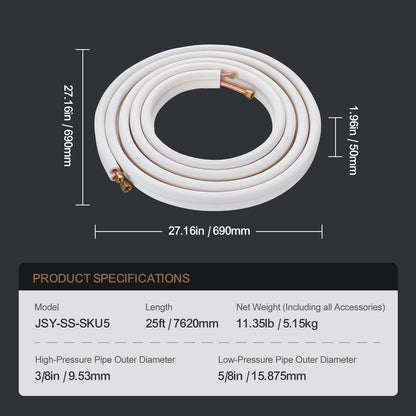 White 25ft mini split line set with copper tubing, HouseOfZazla on Tampa Home & Garden Store