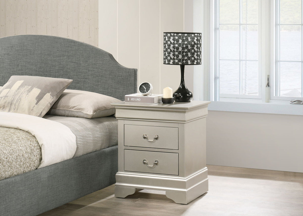 Traditional Style Nightstand by HouseOfZazla, silver-gray finish with three drawers on Tampa Home & Garden Store