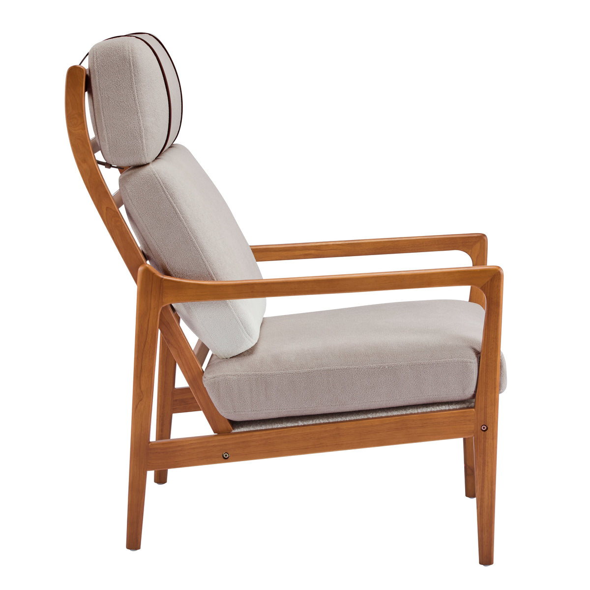Mid Century Modern Accent Armchair beige fabric cushions wood frame by HouseOfZazla on Tampa Home & Garden Store
