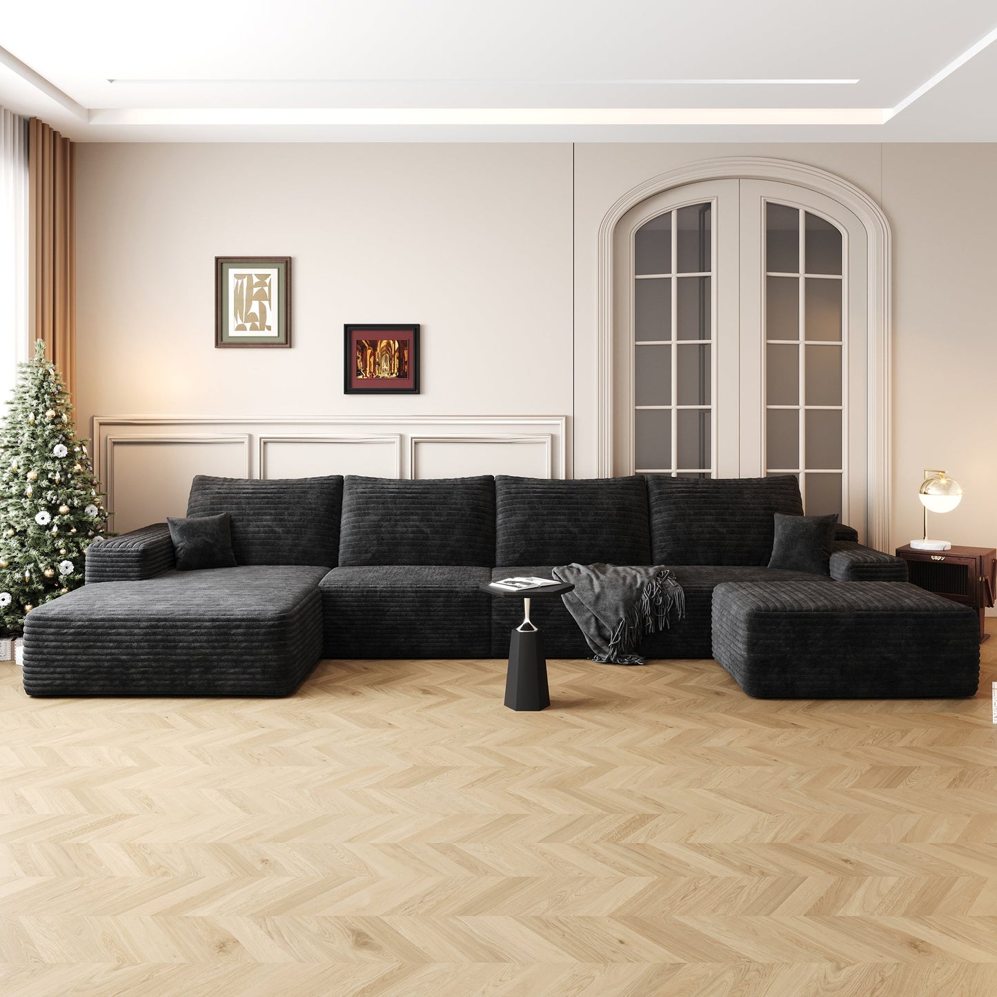 135in Cloud sectional sofa with 1 ottoman by HouseOfZazla in dark charcoal fabric on Tampa Home & Garden Store