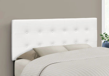 Upholstered headboard white leather-look tufted panels Unique Piece Furniture Store on Tampa Home & Garden Store
