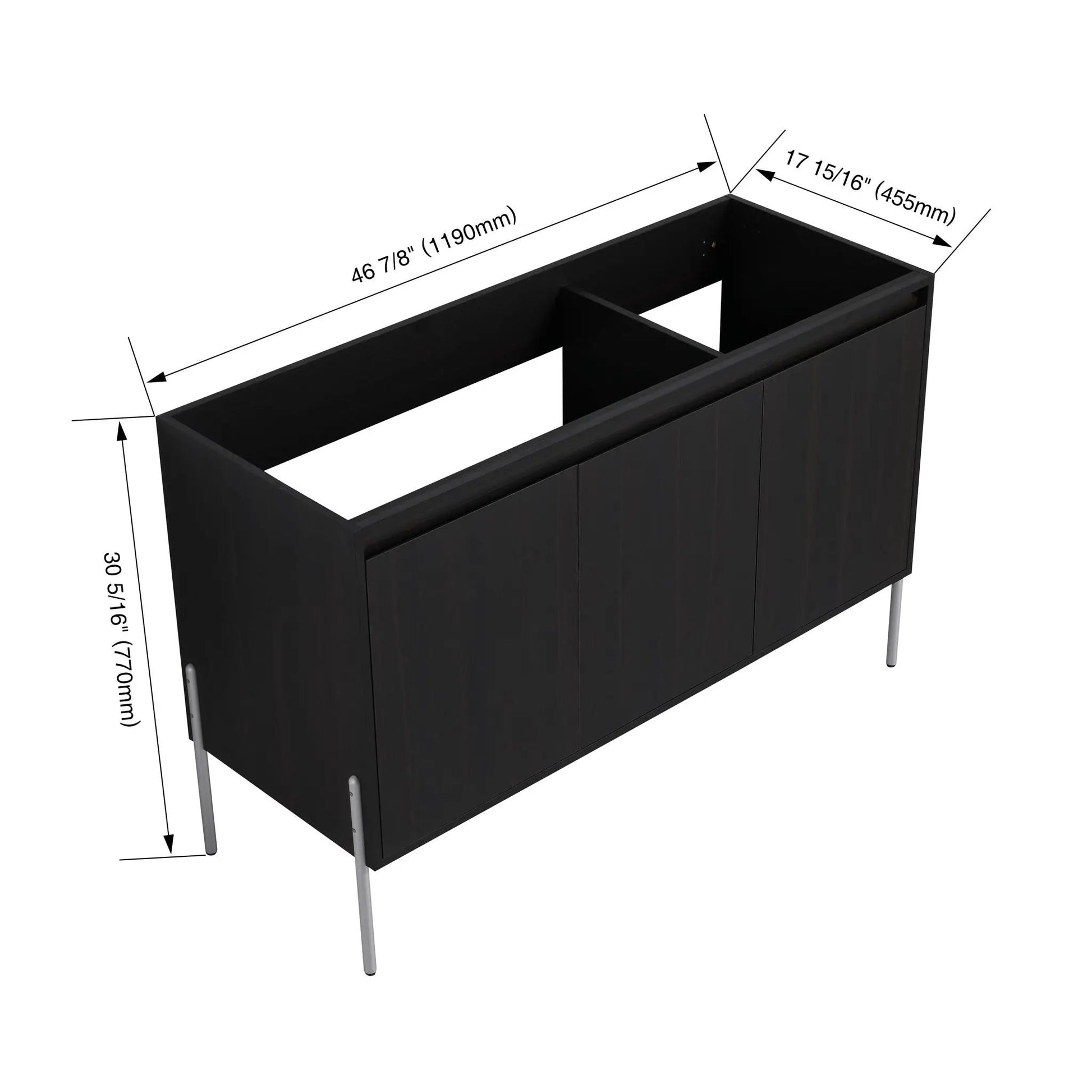 Freestanding bathroom vanity with soft-close doors, black finish, 46 7/8in wide Unique Piece Furniture on Tampa Home & Garden Store