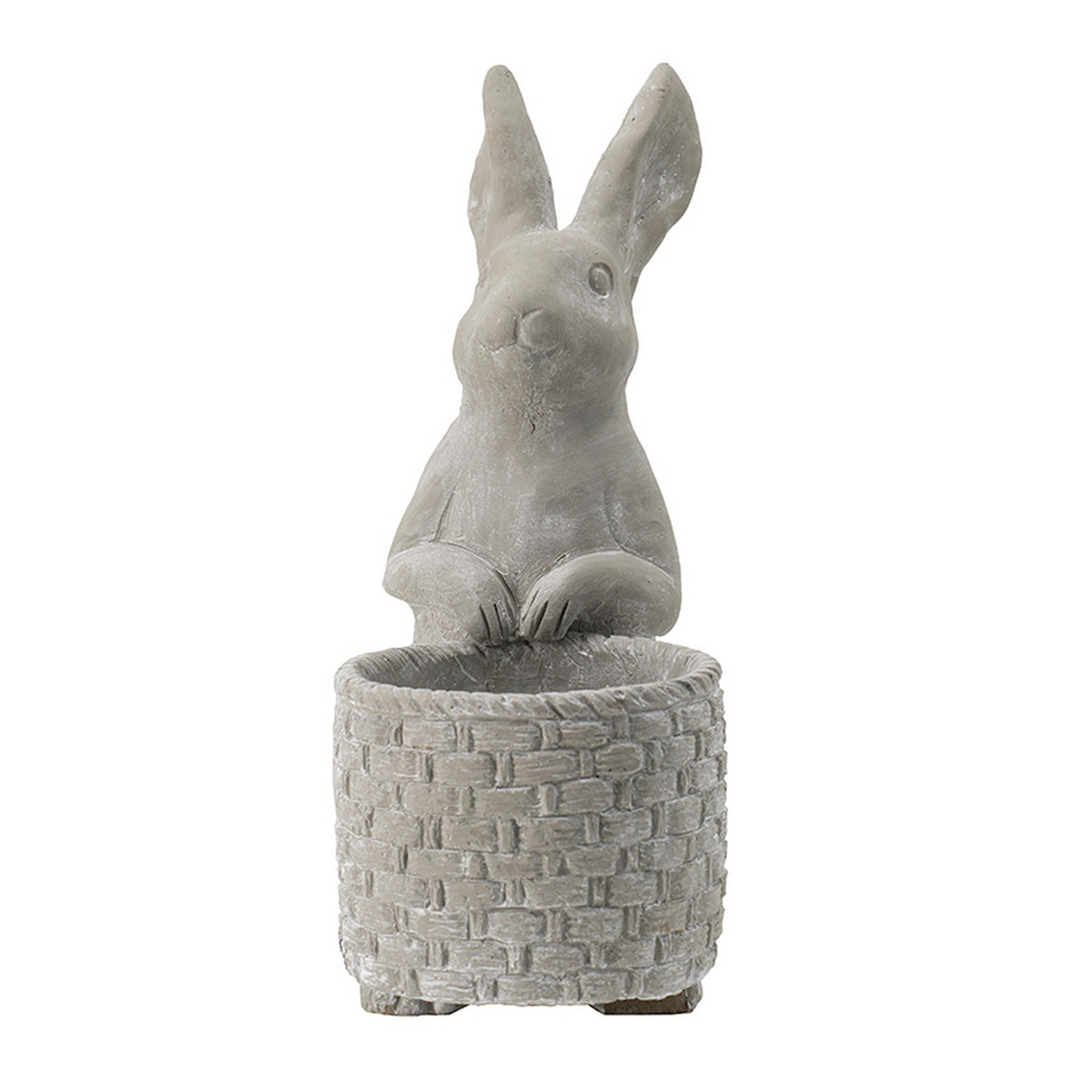 Meridian Trade Co Decorative Cement Rabbit Planter by HouseOfZazla with gray brick-textured pedestal garden pot saucer on Tampa Home & Garden Store