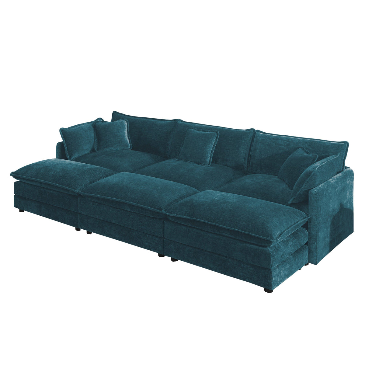 HouseOfZazla teal velvet deep-seat reversible 3-seater sectional sofa with plush cushions on Tampa Home & Garden Store
