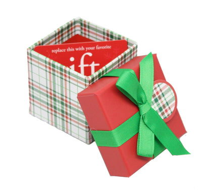 Caja de regalo cúbica para tarjetas de regalo - 7,6 x 7,6 cm - Cuadros navideños