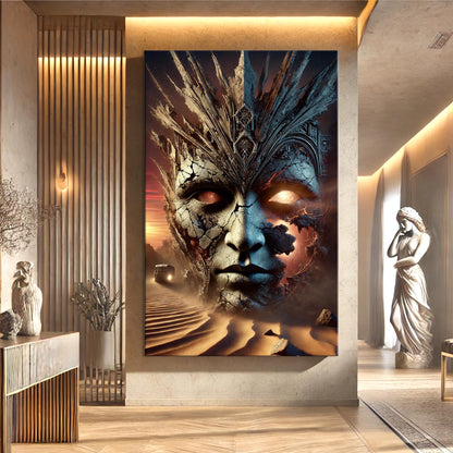 Cool Eclipse Wall Art canvas by Tailored Canvases cracked-face portrait with branching crown on Tampa Home & Garden Store
