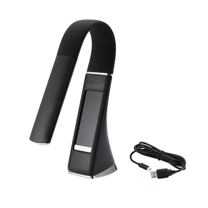Stevvex black LED desk lamp with curved arm, built-in digital display, USB cable included on Tampa Home & Garden Store
