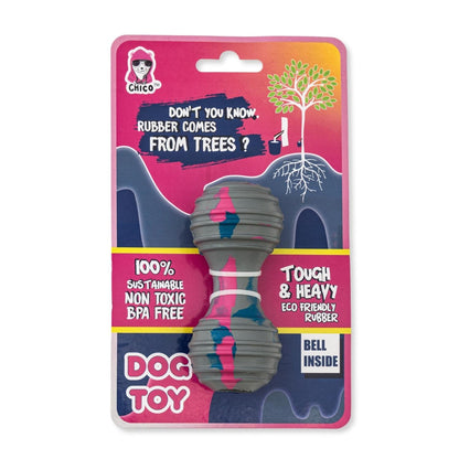 Juguete masticable de caucho natural para perros: duradero y seguro, divertido e interactivo.