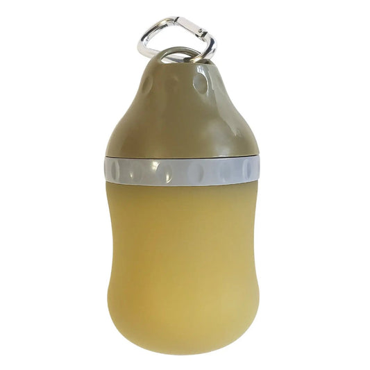 Collapsible silicone dog travel water bottle, olive green with gray band, 16oz on Tampa Home & Garden Store