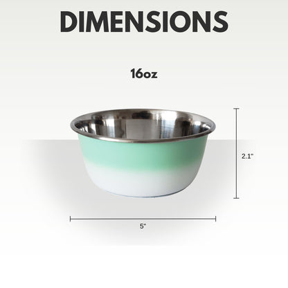 Gamelle profonde pour chien – Gamelle en acier inoxydable, idéale pour les chiens de petite, moyenne et grande taille – Vert menthe