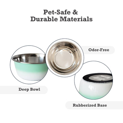 Gamelle profonde pour chien – Gamelle en acier inoxydable, idéale pour les chiens de petite, moyenne et grande taille – Vert menthe