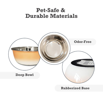 Comedero hondo para perros de acero inoxidable, ideal para perros pequeños, medianos y grandes, color coral melocotón.