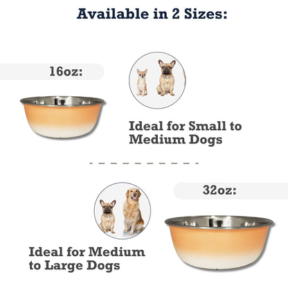 Comedero hondo para perros de acero inoxidable, ideal para perros pequeños, medianos y grandes, color coral melocotón.