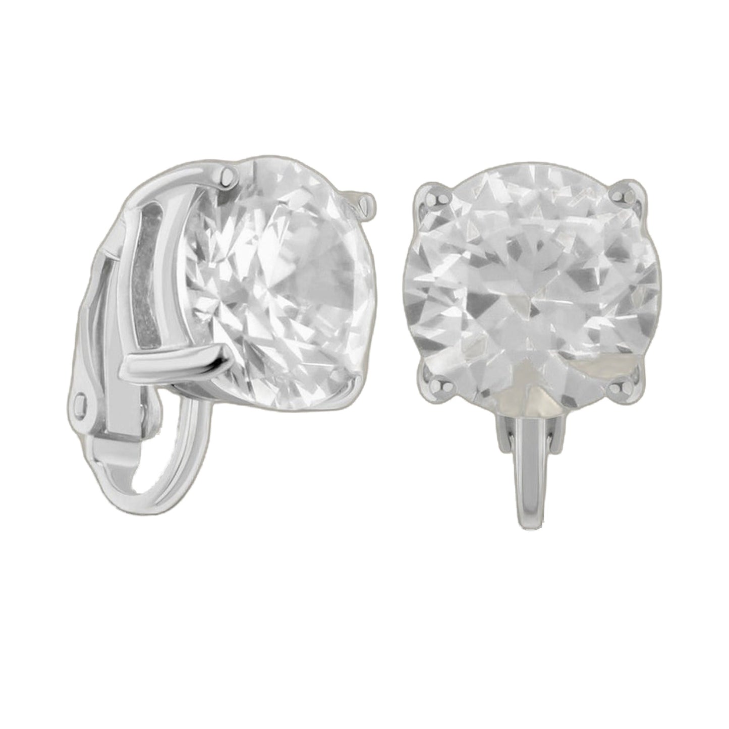 925 Clip On Earrings by Lauren G Adams with large clear faceted stones on Tampa Home & Garden Store