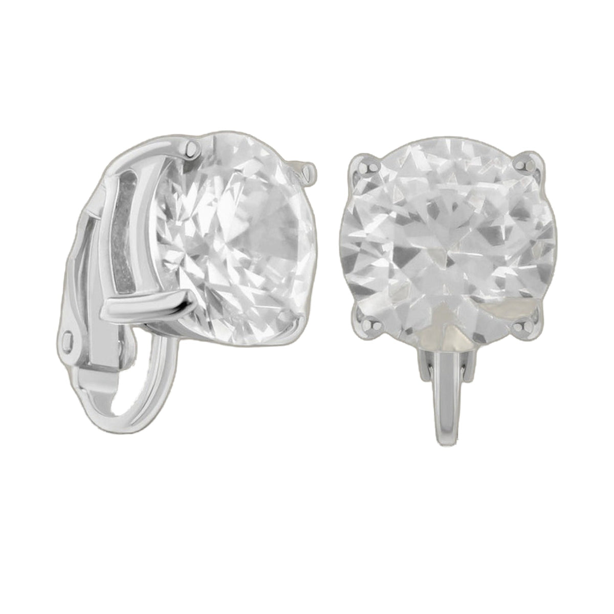925 Clip On Earrings by Lauren G Adams with large clear faceted stones on Tampa Home & Garden Store