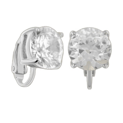 925 Clip On Earrings by Lauren G Adams with large clear faceted stones on Tampa Home & Garden Store