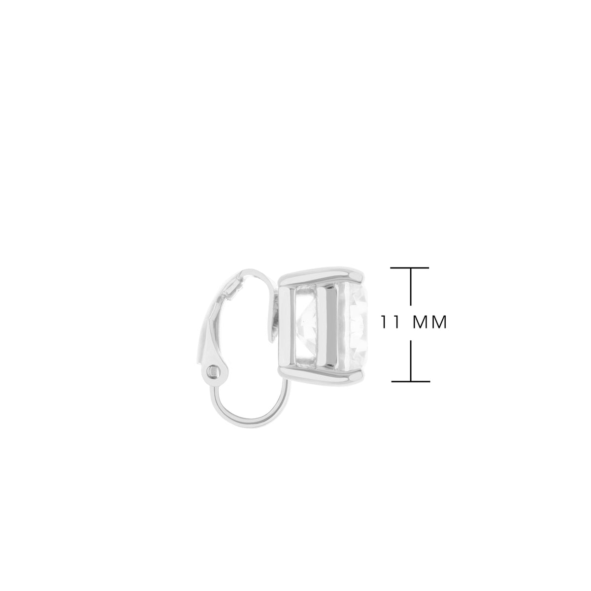 925 Clip-On Earrings by Lauren G Adams, silver-tone metal with clear rectangular crystal accent on Tampa Home & Garden Store