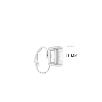 925 Clip-On Earrings by Lauren G Adams, silver-tone metal with clear rectangular crystal accent on Tampa Home & Garden Store