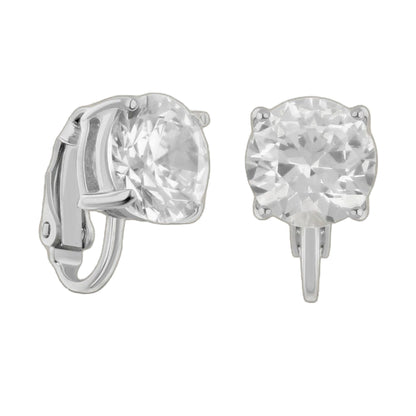 Lauren G Adams 925 clip-on earrings pair featuring clear crystal stones in silver tone on Tampa Home & Garden Store