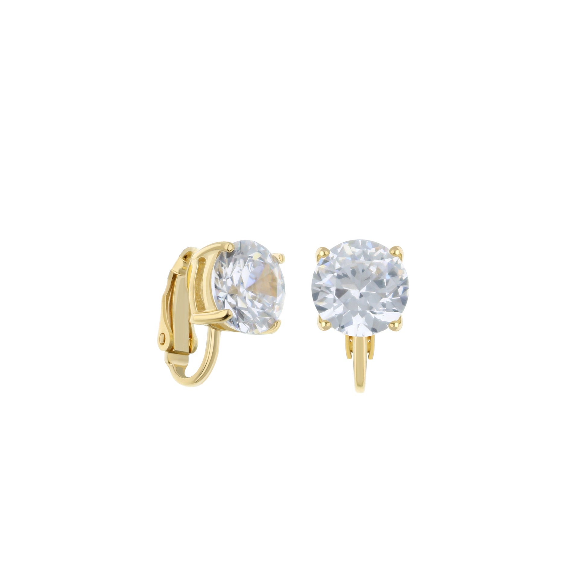 925 Clip On Earrings gold-tone pair featuring large clear crystals by Lauren G Adams on Tampa Home & Garden Store