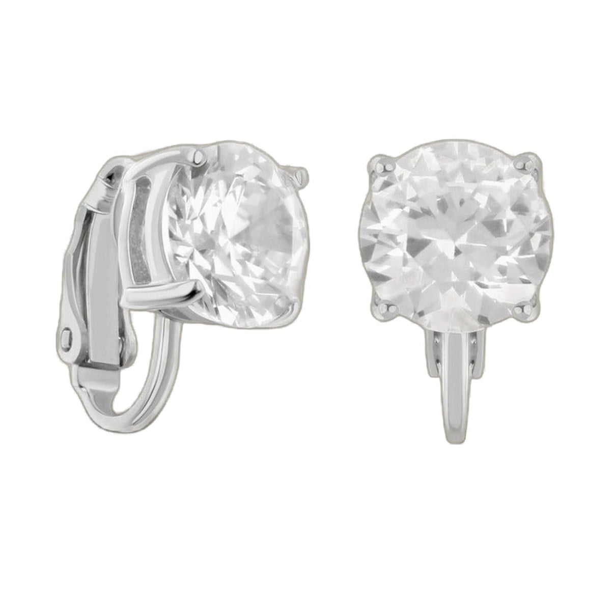 925 clip-on earrings pair with clear crystal in silver-tone setting on Tampa Home & Garden Store