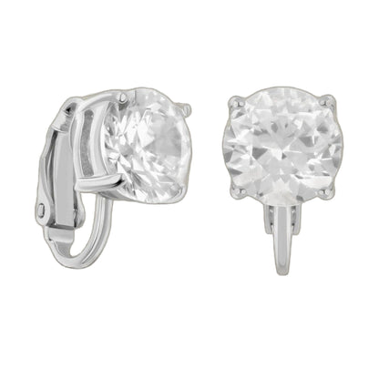 925 clip-on earrings pair with clear crystal in silver-tone setting on Tampa Home & Garden Store