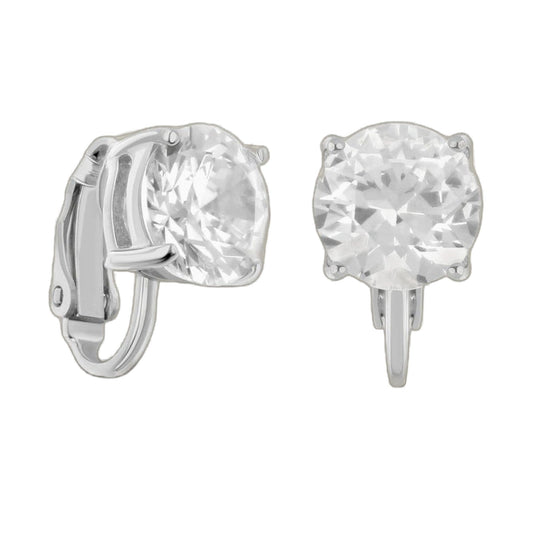 925 clip-on earrings pair with clear crystal in silver-tone setting on Tampa Home & Garden Store