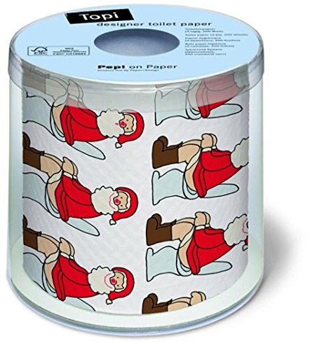 Rollo de papel higiénico con diseño navideño: Papá Noel en el inodoro