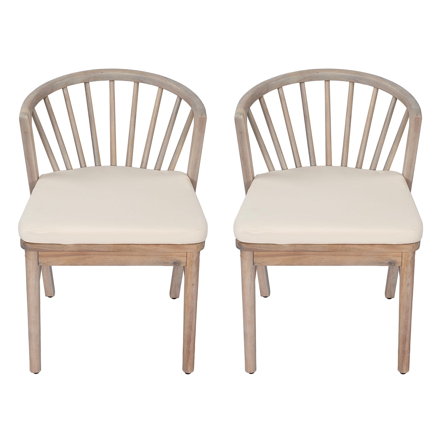 Acacia Wood Patio Outdoor Dining Chairs Set of 2