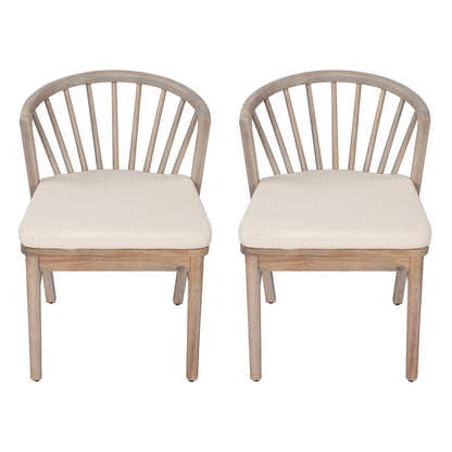 Acacia Wood Patio Outdoor Dining Chairs Set of 2