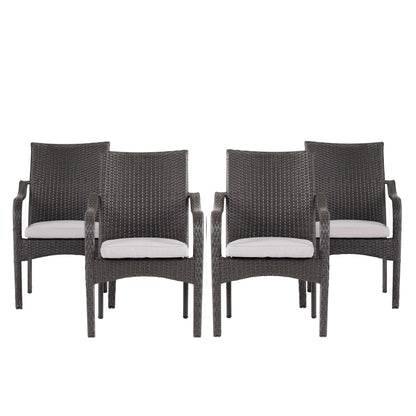 4 Outdoor PE Rattan Stack Chairs with Iron Frame