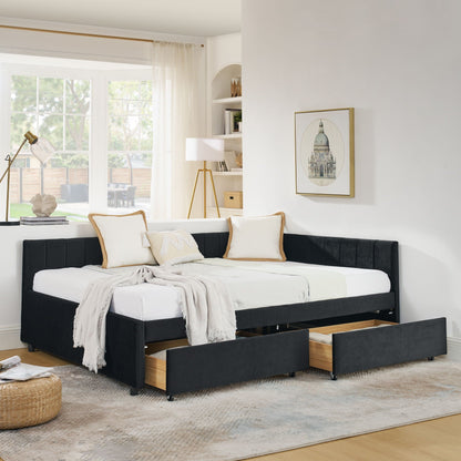 Upholstered Tufted Daybed Frame with Storage