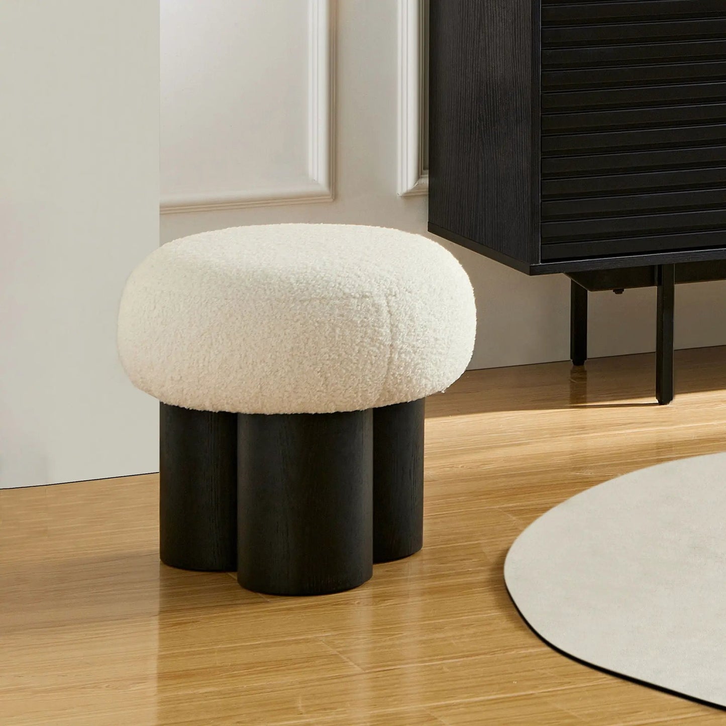 Versatile Mushroom Stool With Cushion and Walnut