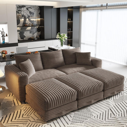 Deep Seat Sofa Bed With Ottoman and Soft Pillows