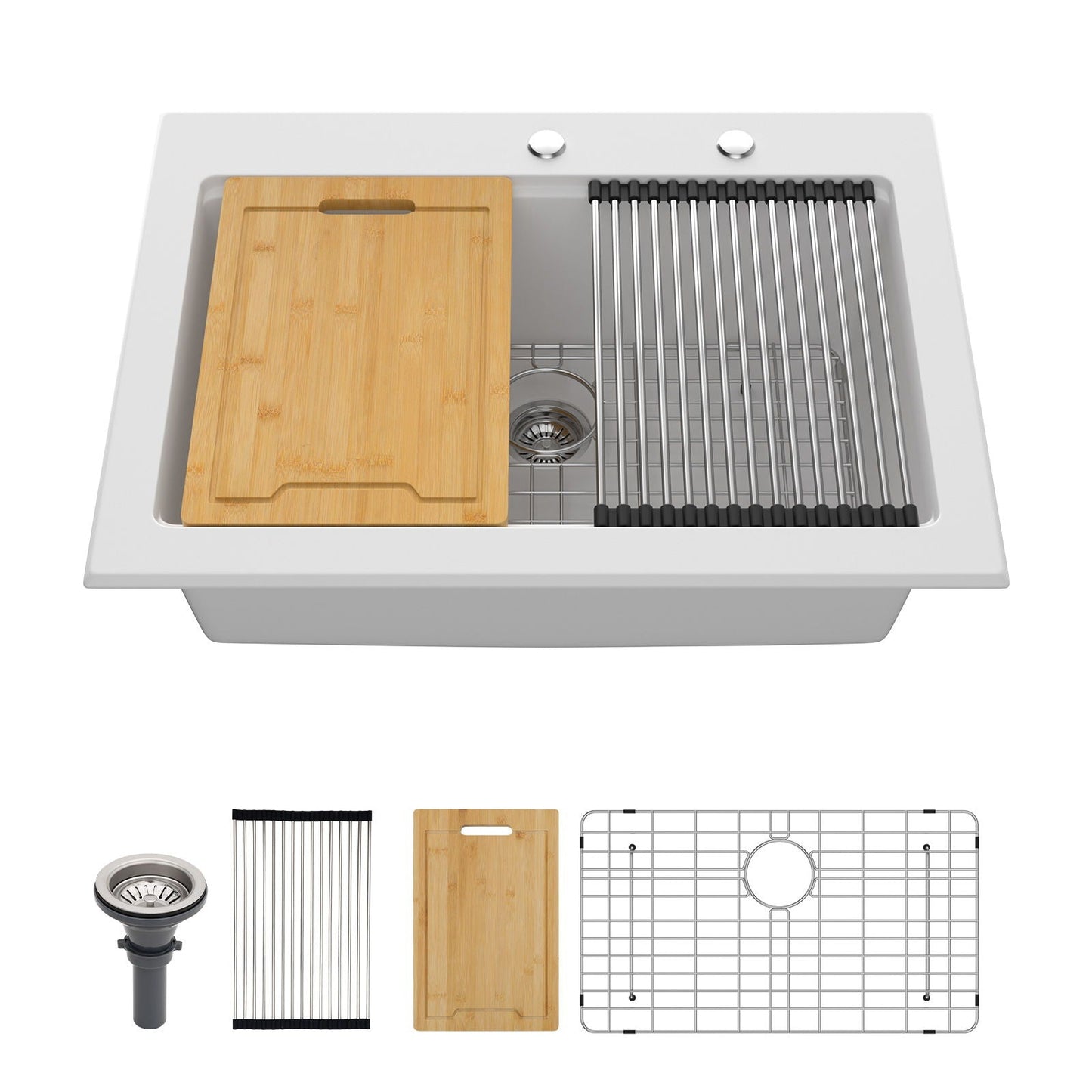 Drop In White Quartz Sink and Composite Basin