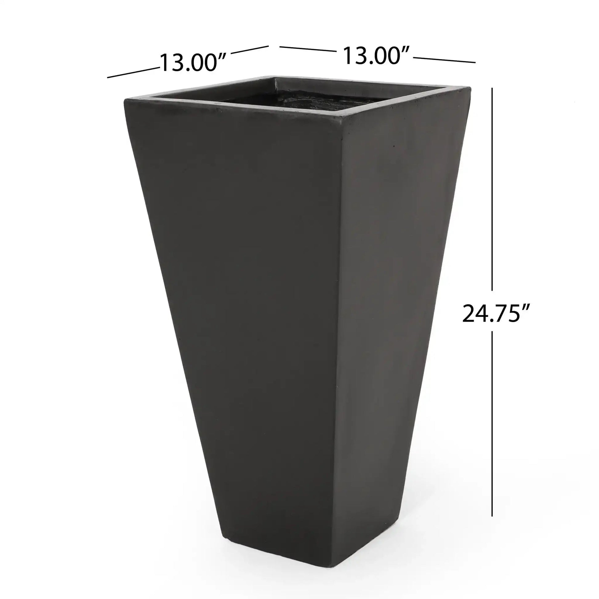 Outdoor Modern Cast Stone Planter by HouseOfZazla, tall square black planter on Tampa Home & Garden Store