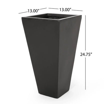 Outdoor Modern Cast Stone Planter by HouseOfZazla, tall square black planter on Tampa Home & Garden Store