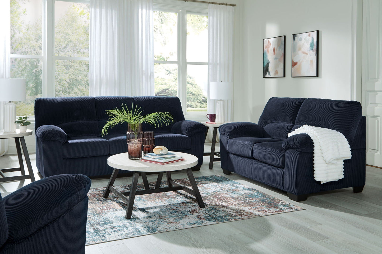 SimpleJoy Corduroy Living Room Sofa and Loveseat