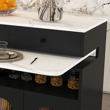 Kitchen Island with Extendable Rotating Table