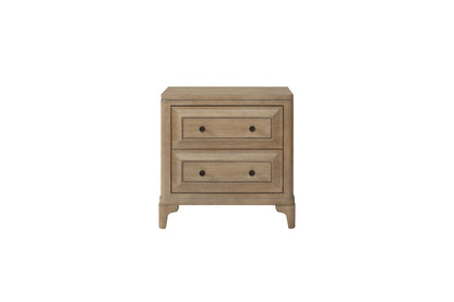 Two-drawer sand wood nightstand with black knobs from HouseOfZazla on Tampa Home & Garden Store