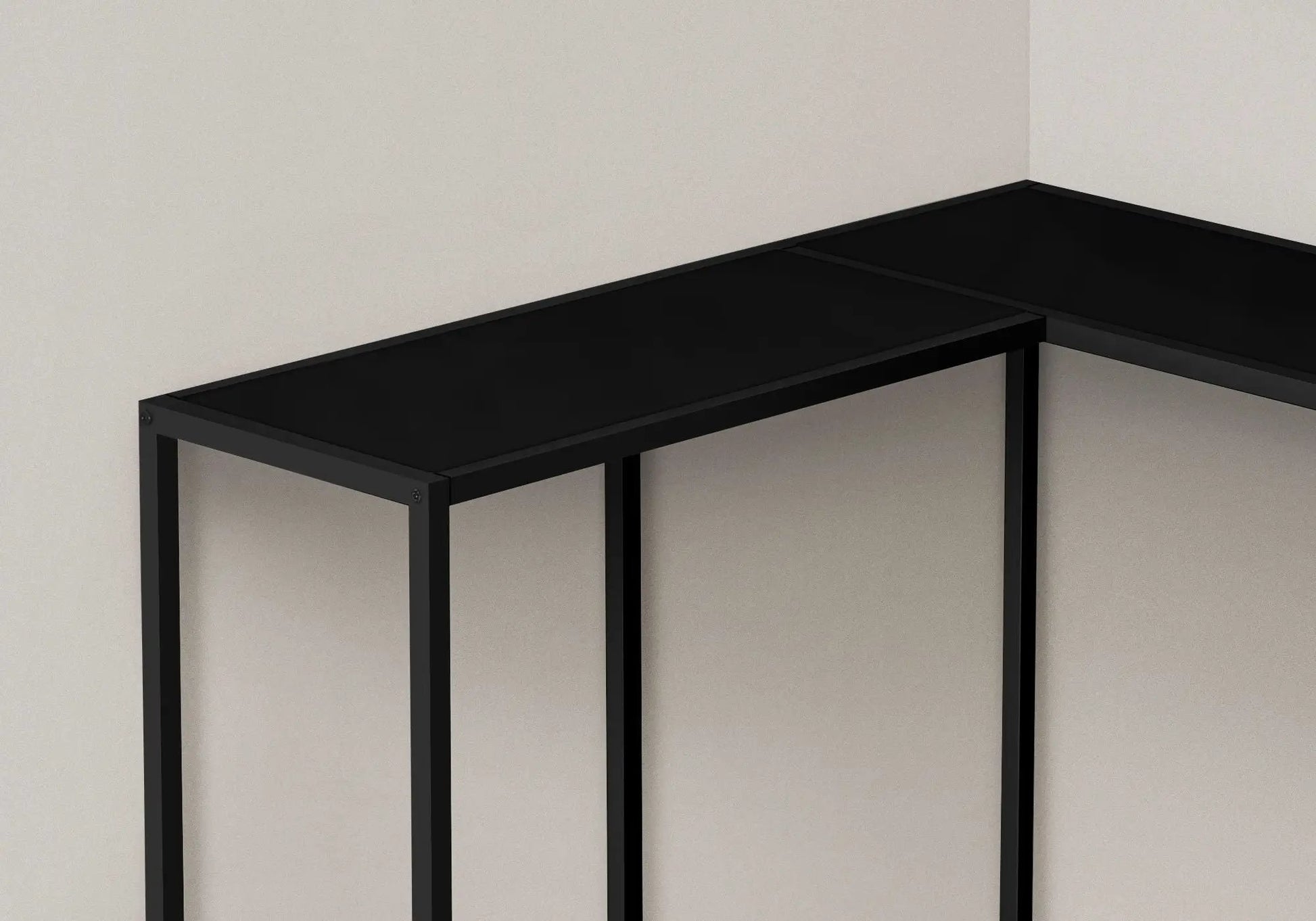 Corner Accent Console Table black metal frame with L-shaped corner design on Tampa Home & Garden Store