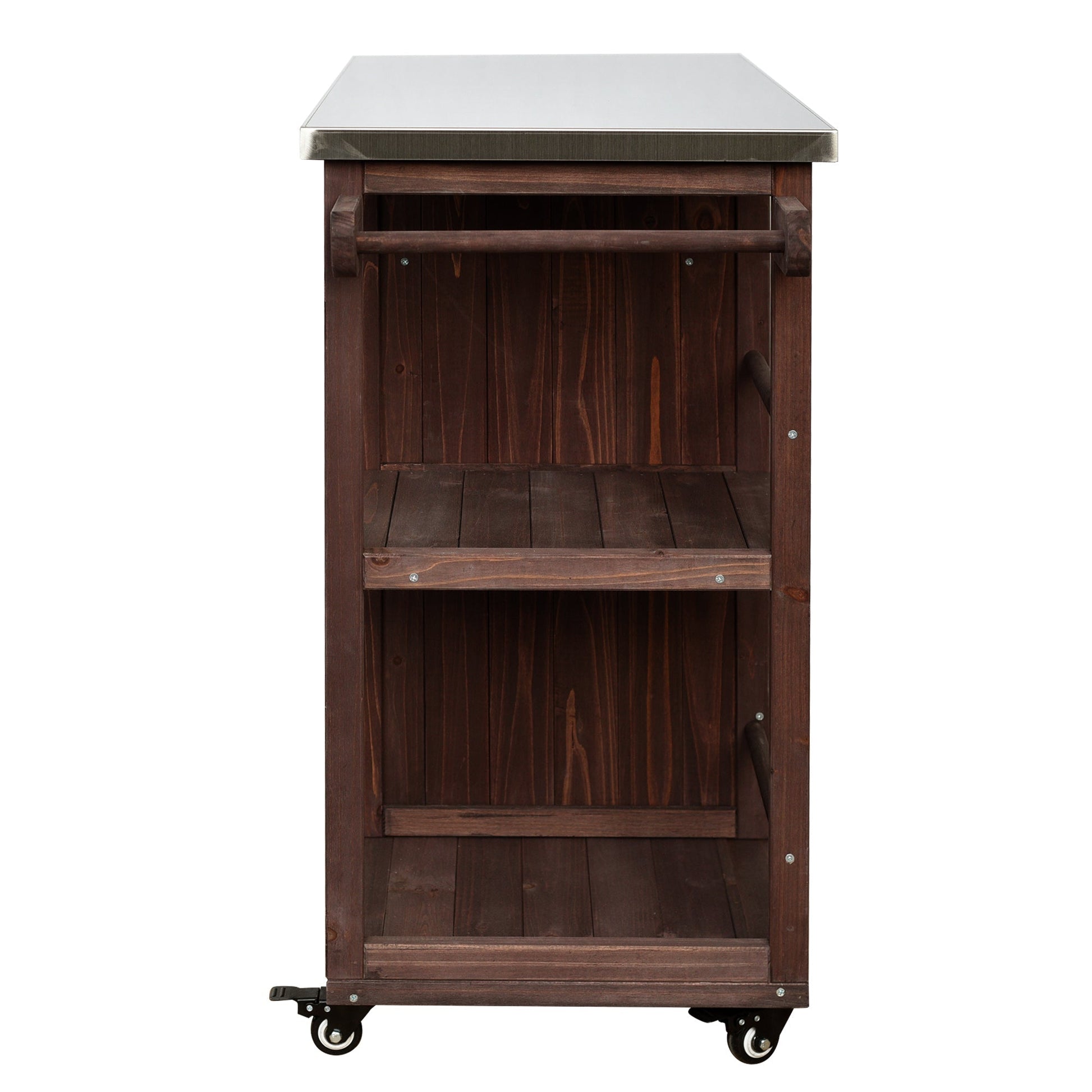 Outdoor Kitchen Island Fir Wood Prep Station by HouseOfZazla stainless top on caster wheels on Tampa Home & Garden Store