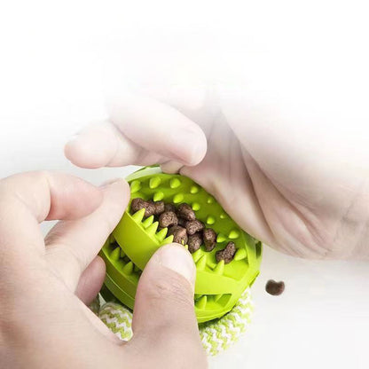 Green rubber treat ball for small dogs with hemp rope, spikes, interactive toy Sell My Stuff on Tampa Home & Garden Store