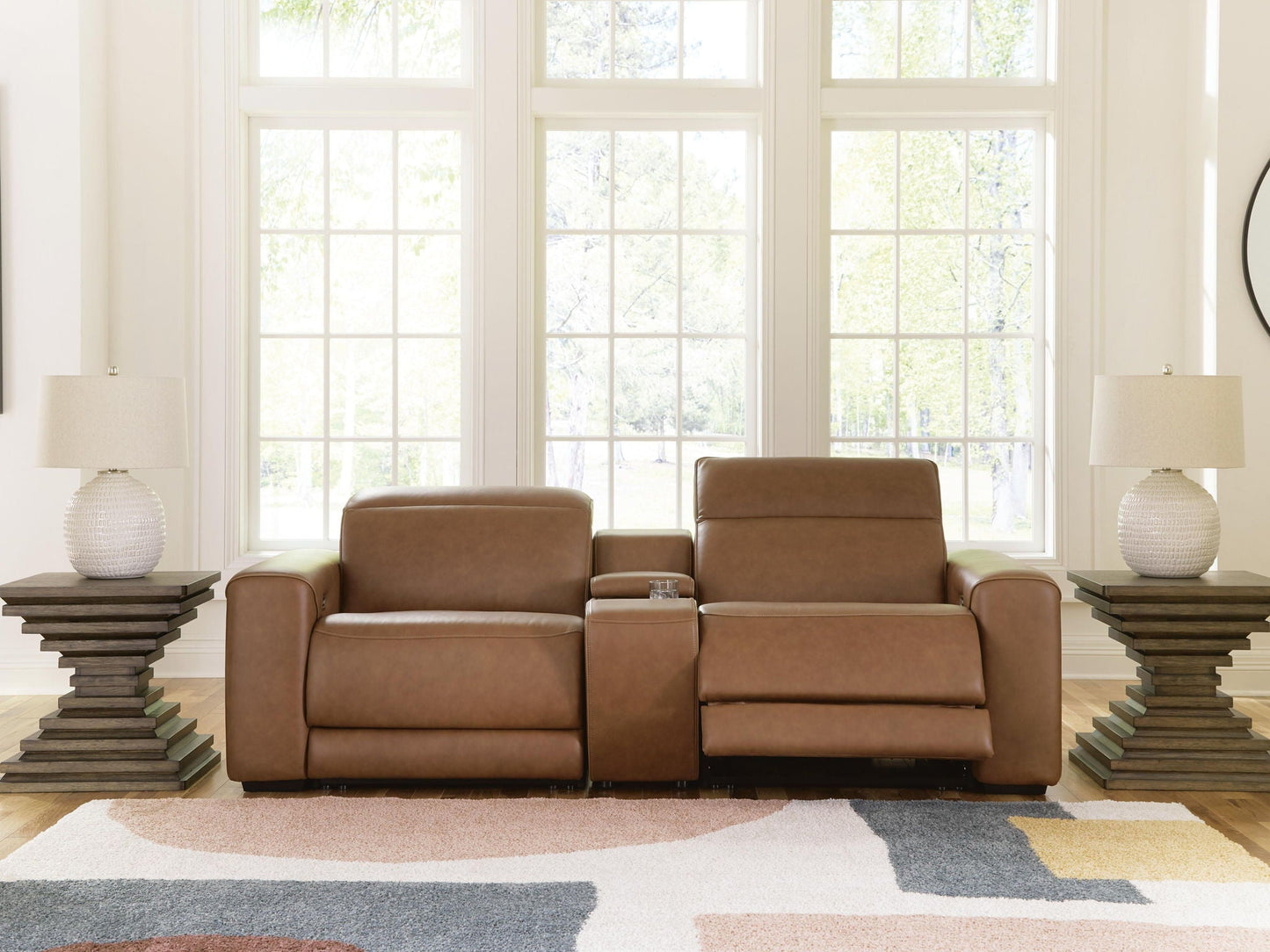 Contemporary Power Reclining Sectional Loveseat