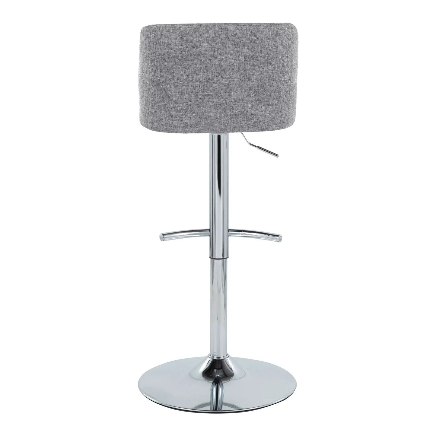 Toriano adjustable barstool set of 2 gray fabric upholstery with chrome pedestal base on Tampa Home & Garden Store