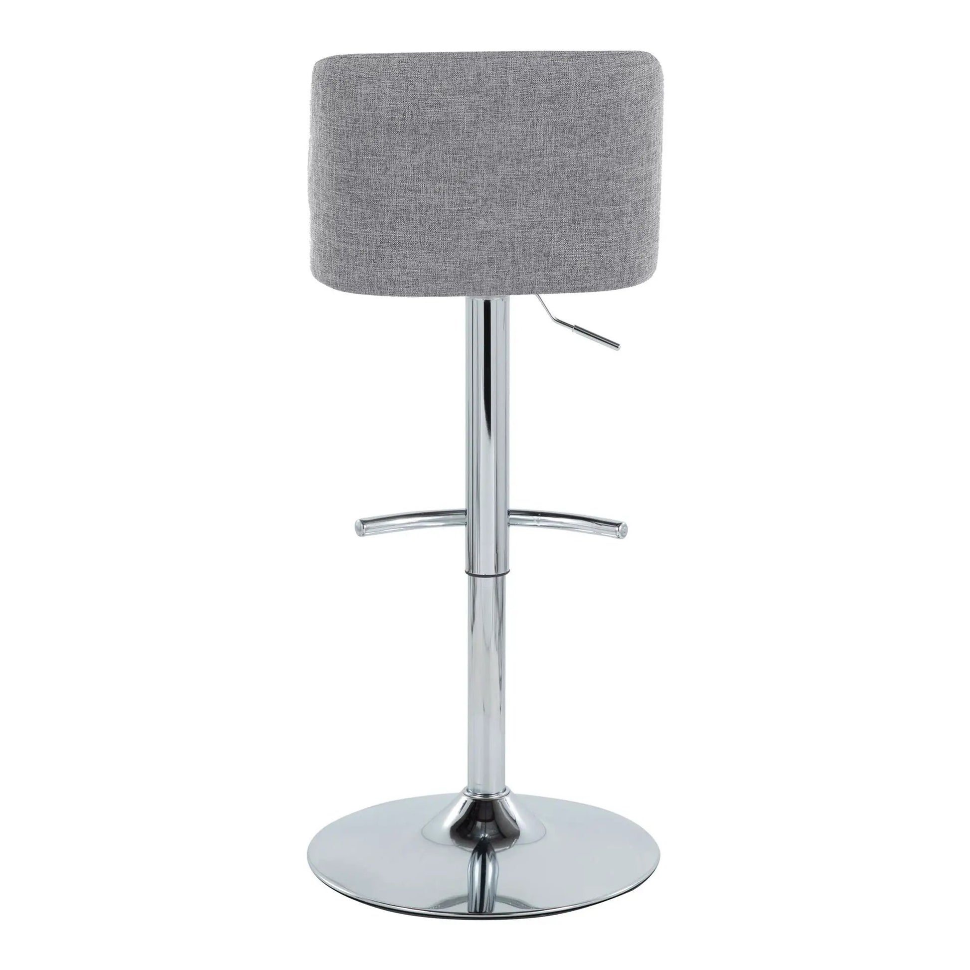 Toriano adjustable barstool set of 2 gray fabric upholstery with chrome pedestal base on Tampa Home & Garden Store