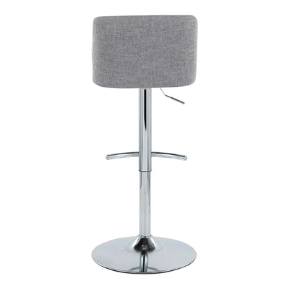 Toriano adjustable barstool set of 2 gray fabric upholstery with chrome pedestal base on Tampa Home & Garden Store