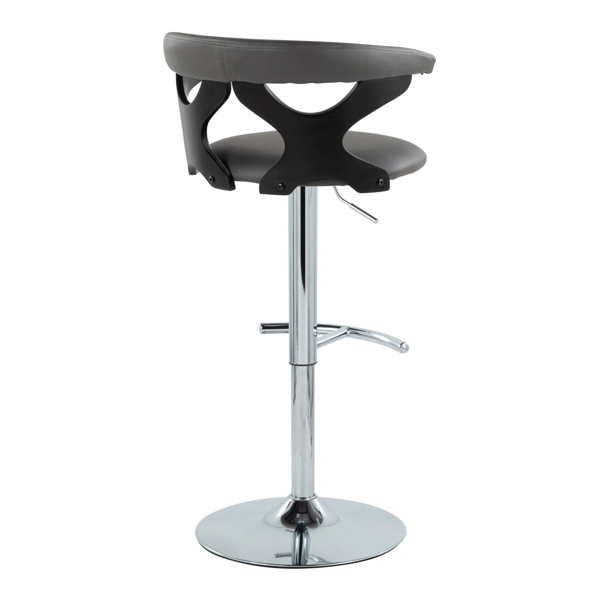 Contemporary adjustable barstool with swivel, gray cushioned seat and chrome base by HouseOfZazla on Tampa Home & Garden Store