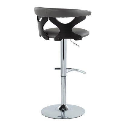 Contemporary adjustable barstool with swivel, gray cushioned seat and chrome base by HouseOfZazla on Tampa Home & Garden Store